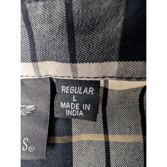 Harley Davidson Shirt Men's L Black Check Plaid Button Down Logo - Picture 6 of 13